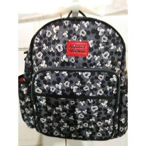 Mickey Mouse Disney-Themed Backpack With Adjustable Straps Black & White Pattern